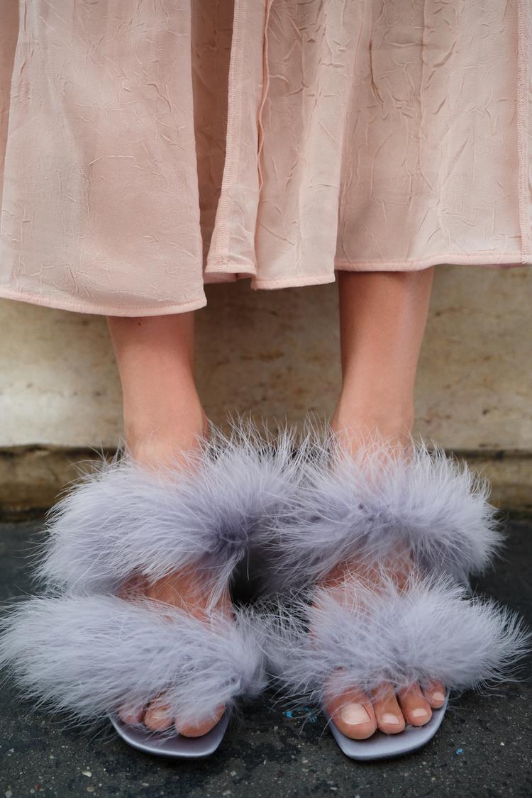 FEATHER HEELED SANDALS Sky Blue ZARA United Kingdom