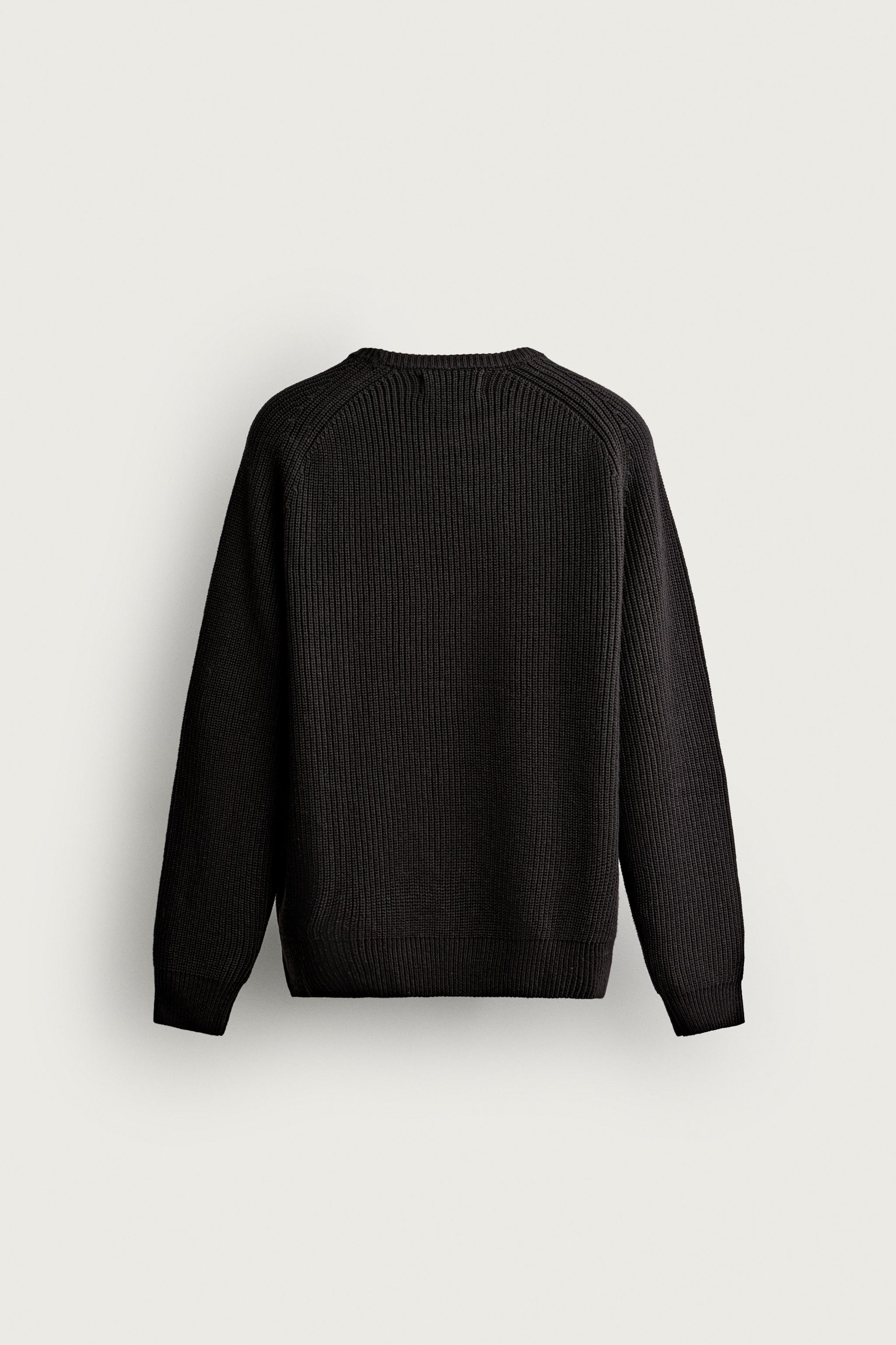 裏編みコットン＆ウールニットセーター - バーントオレンジ | ZARA