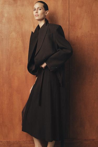 ZW COLLECTION LIMITED EDITION 100% ЖҮН БЕЛБЕУЛІ БЛЕЙЗЕР - Хаки Zara компаниясынан