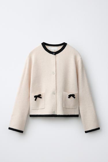 CHAQUETA PUNTO CONTRASTE LAZOS - Crudo de Zara - Imagen 0