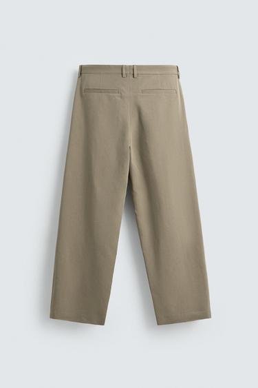 PANTALON STRAIGHT FIT À PLIS - Kaki clair de Zara - Image 7