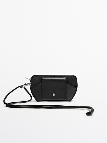 Zara Nappa crossbody glasses case with purse - Black