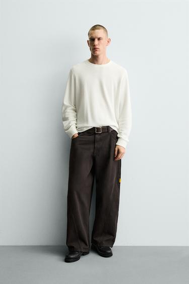 BALLOON FIT TROUSERS WITH SEAMS - Brown by Zara