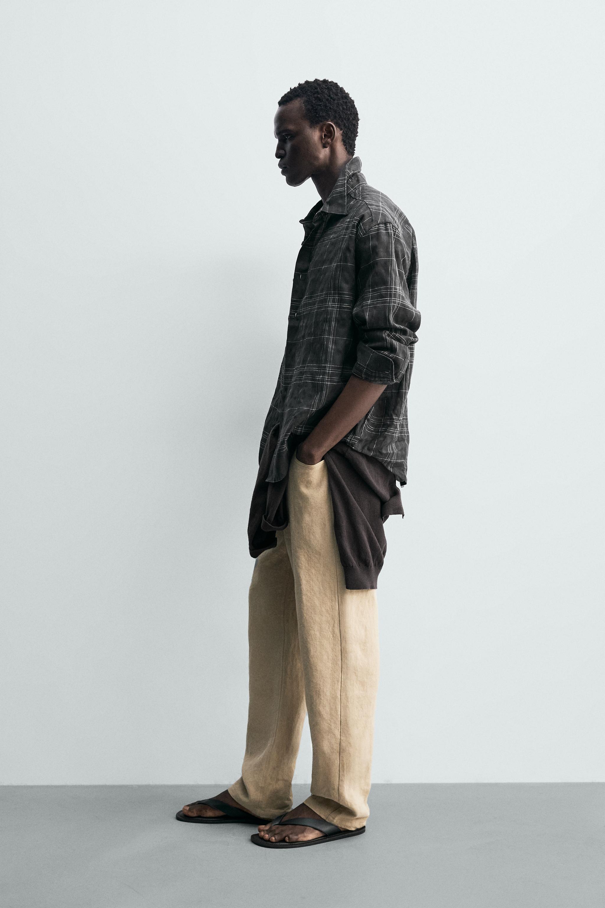CHEMISE À CARREAUX LIN-COTON