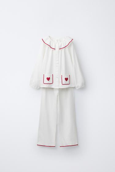 2-6 AÑOS/ PIJAMA ONDULINA Y CORAZÓN - Crudo de Zara - Imagen 0