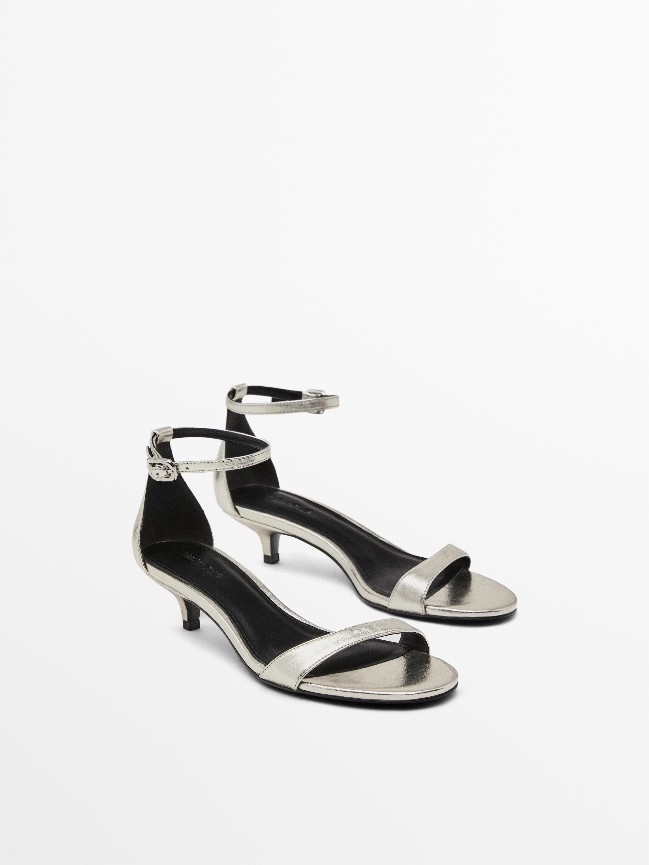 High-heel sandals with metallic strap
