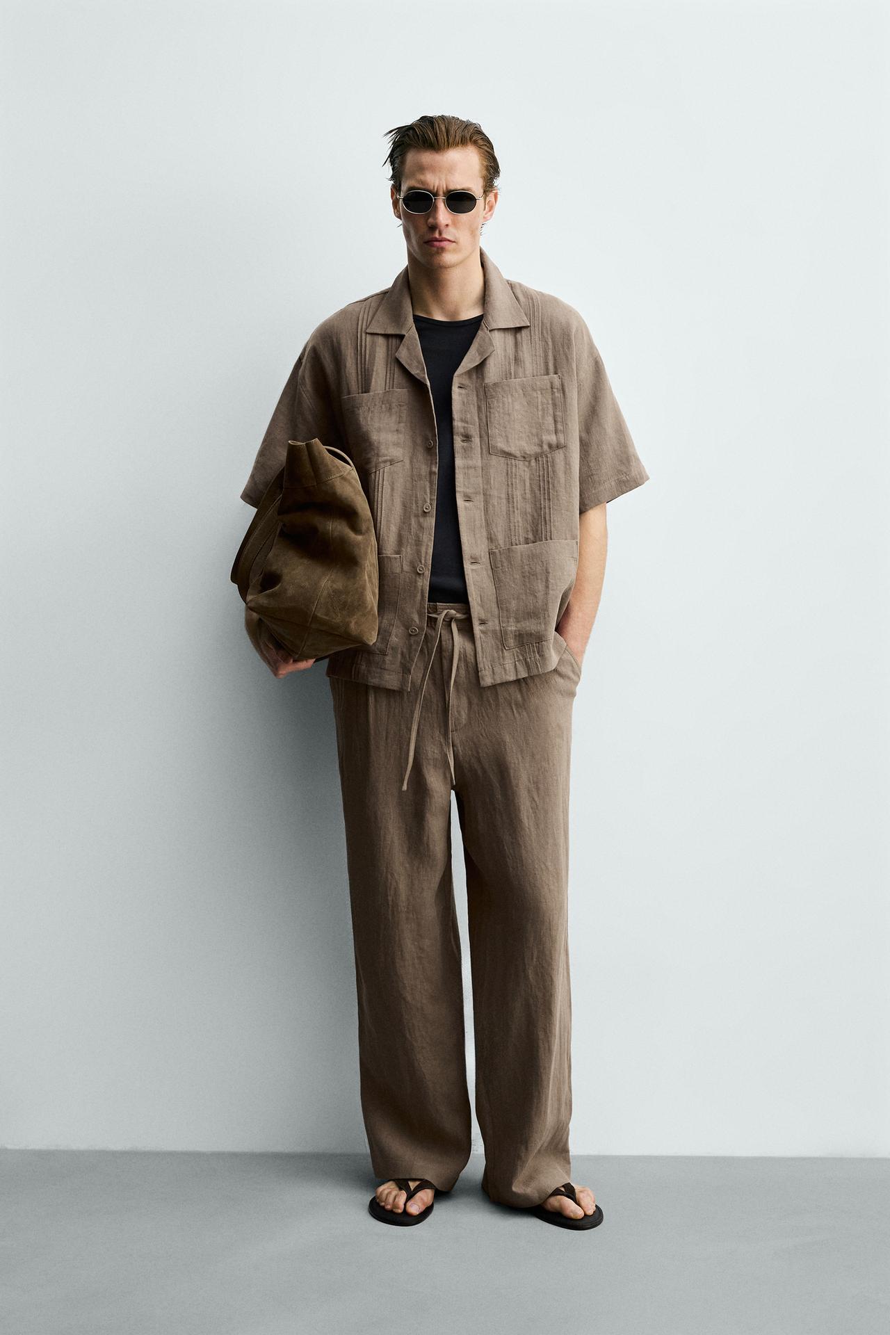 ZARA 100% LINEN RELAXED FIT PANTS