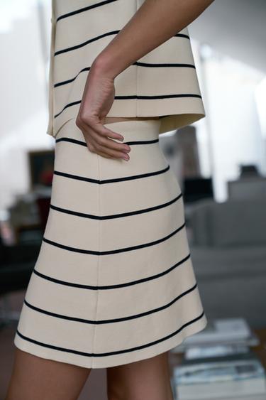 Zara STRIPED KNIT MINI SKIRT - striped