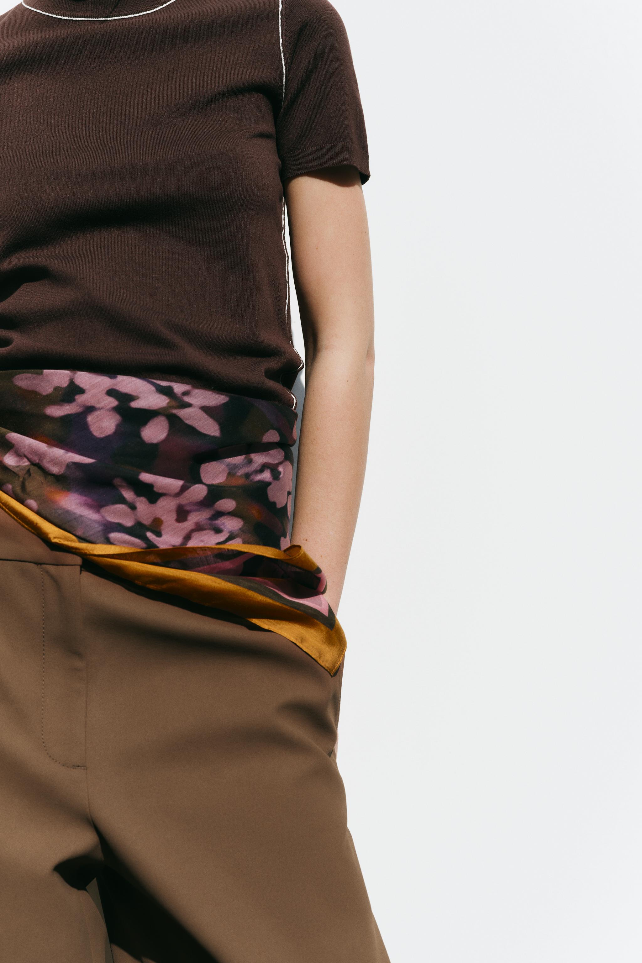 花柄プリントモダールスカーフ - パープル | ZARA Japan / 日本