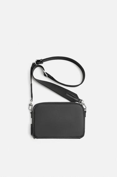 LEATHER CROSSBODY BAG - Black by Zara