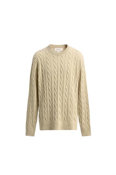 Zara COTTON BLEND WOVEN JUMPER - Vanilla
