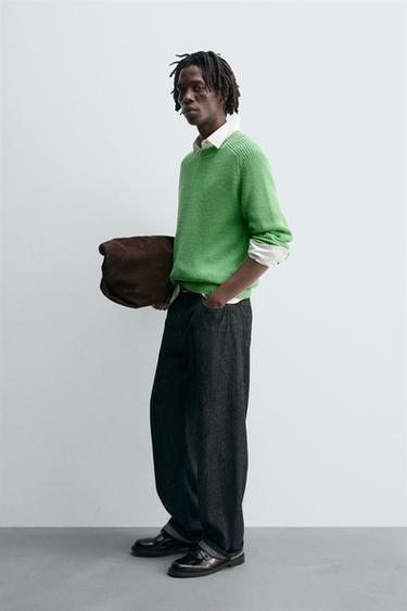 COTTON-CASHMERE TEXTURED SWEATER - Green by Zara - Image 3