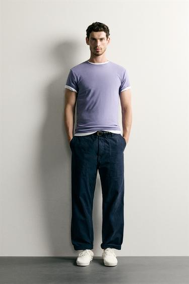 Zara BASIC SLIM FIT T-SHIRT /01 - Light mauve