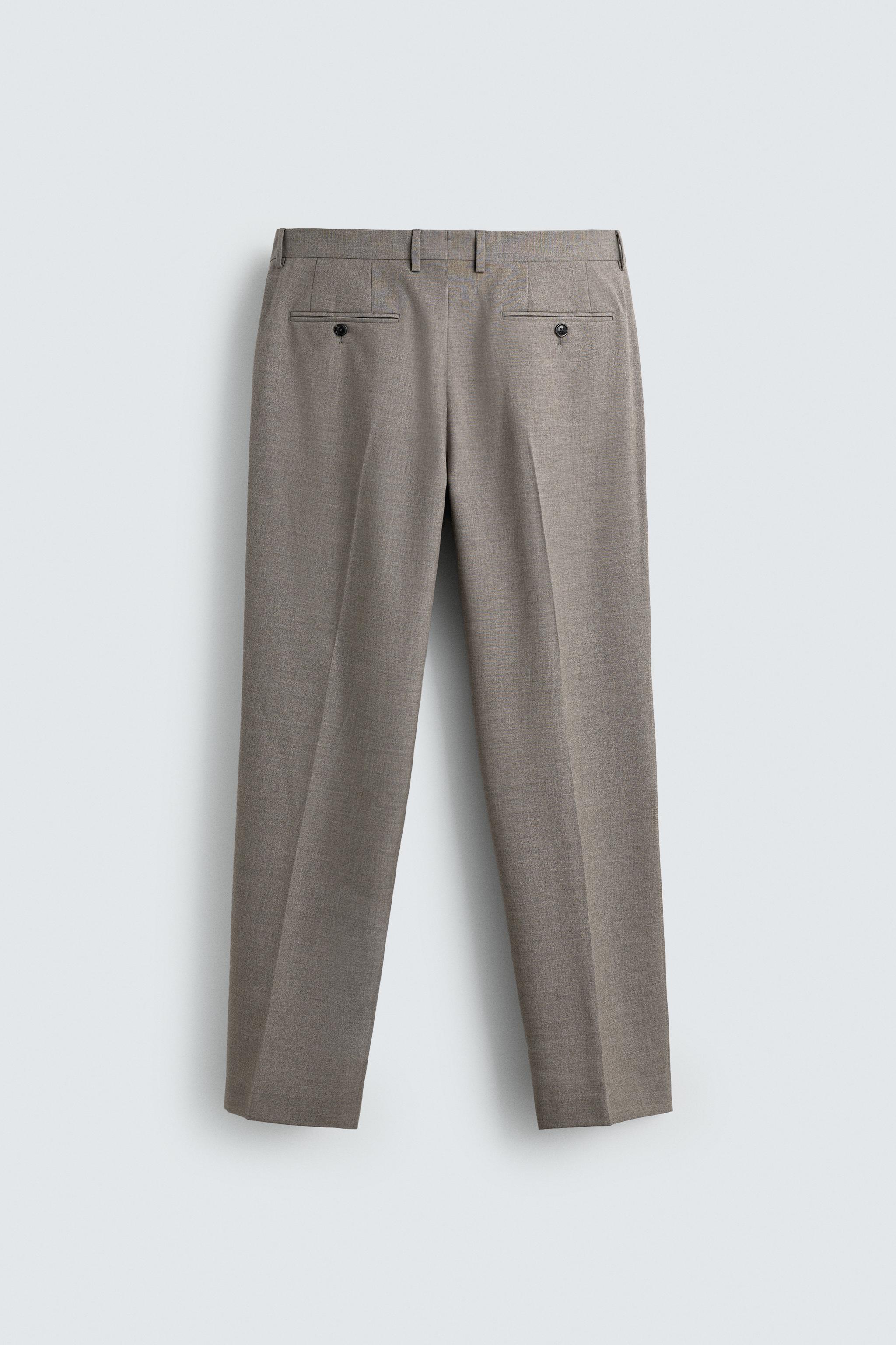 REGULAR FIT TEXTURED SUIT PANTS