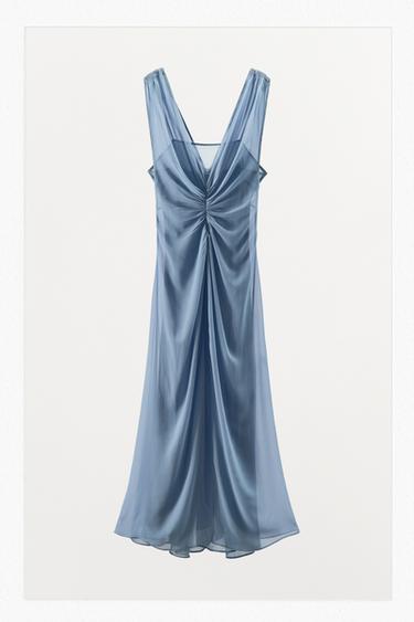 GEORGETTE DRAPED DRESS - Light blue by Zara