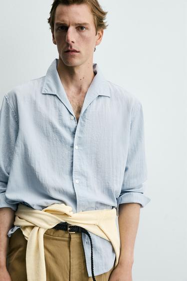FLOWING TEXTURED SHIRT - Sky blue by Zara - Image 4