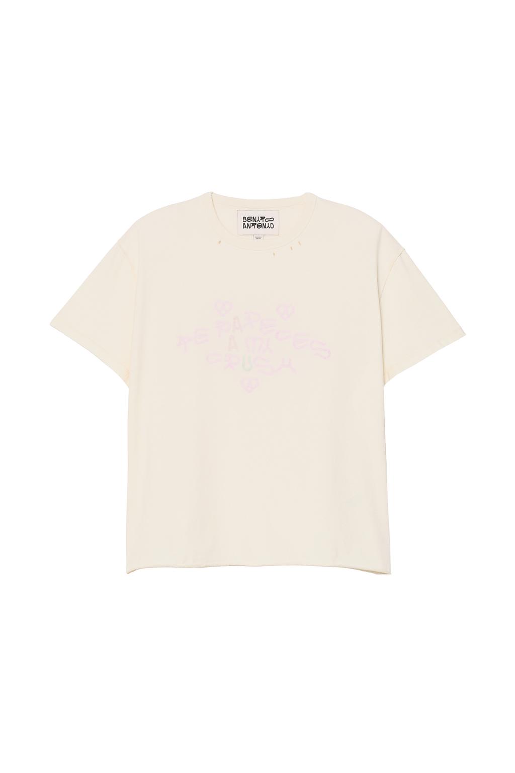 FADED REVERSE-EFFECT CRUSH SLOGAN T-SHIRT