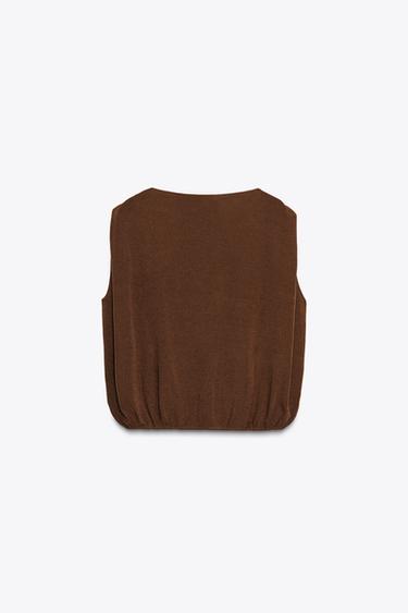 TOP WITH ELASTICATED HEM - Chocolate by Zara - Image 5