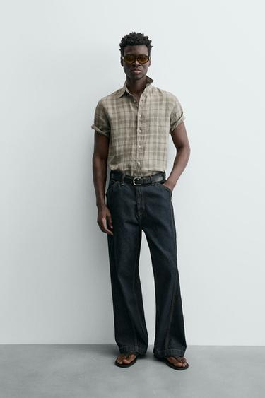 CAMISA 100% LINO - Tostado claro de Zara - Imagen 0