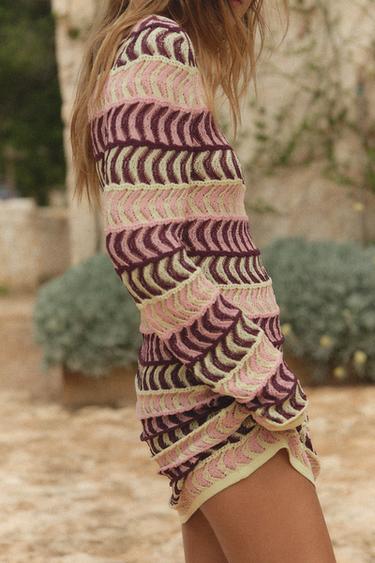 TEXTURED KNIT SHORT DRESS - Multicoloured by Zara
