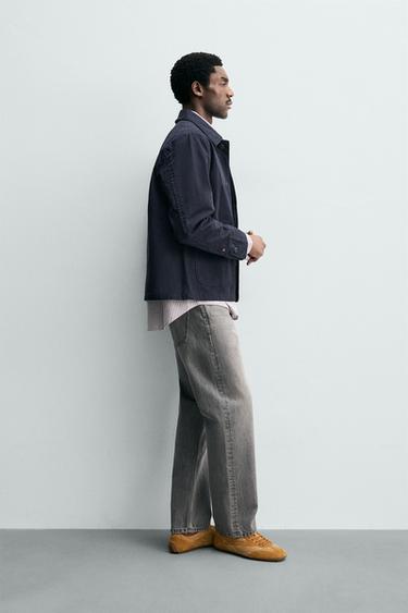 REGULAR FIT LINEN BLEND DENIM OVERSHIRT - Midnight blue by Zara - Image 3