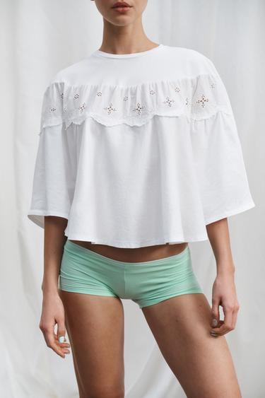 EMBROIDERED CAPE TOP - White by Zara