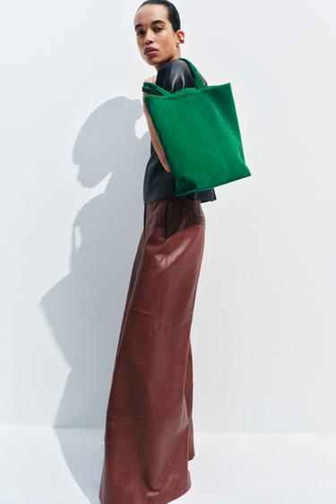 SUEDE TOTE BAG - Green by Zara