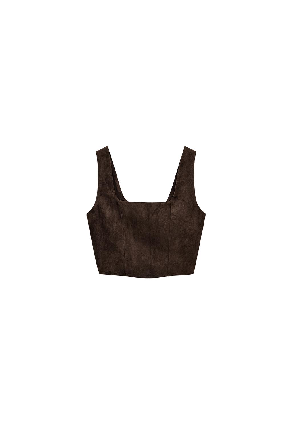 FAUX SUEDE CROP TOP - image 3