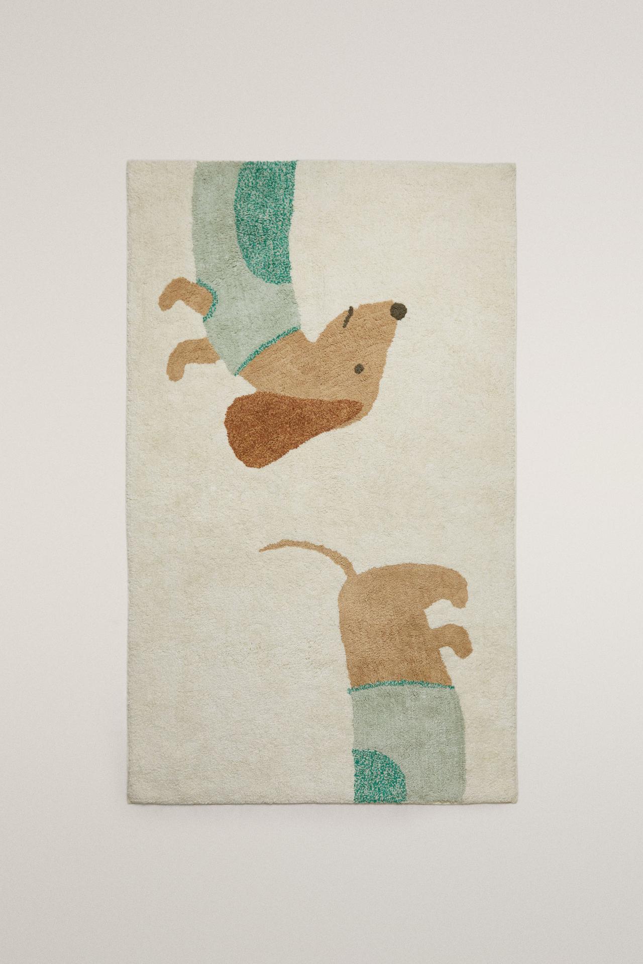 KIDS' COTTON DOG AREA RUG — Oyster-white