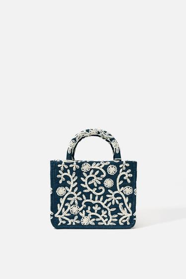 CITYBAG RÍGIDO DENIM DETALLE BORDADOS - Azul de Zara