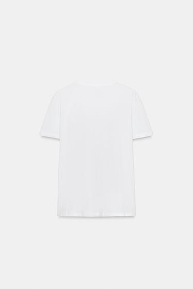 T-SHIRT IMPRIMÉ MÉTALLISÉ - Blanc de Zara - Image 2