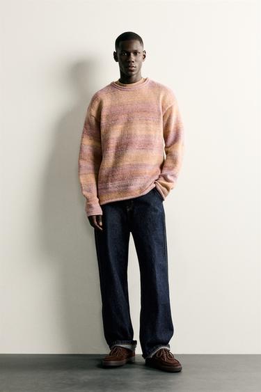 JERSEY JACQUARD RAYAS - Tostado de Zara - Imagen 0