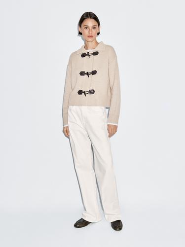 Zara Wool blend cardigan with horn button detail - Mink