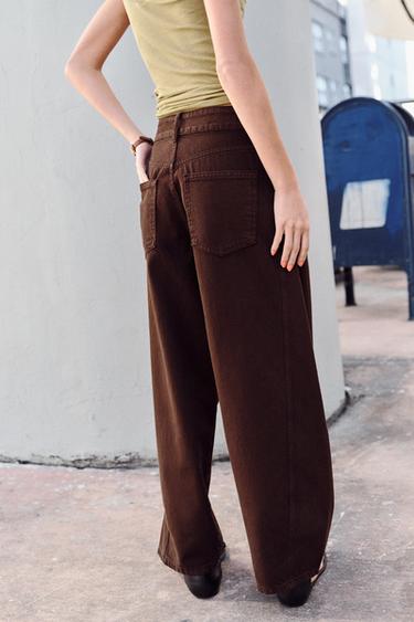 Z1975 BARREL ANKLE-LENGTH MID-WAIST JEANS - Brown by Zara - Image 6