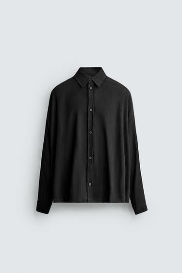 TEXTURED RELAXED FIT OVERSHIRT - Black by Zara - Image 0
