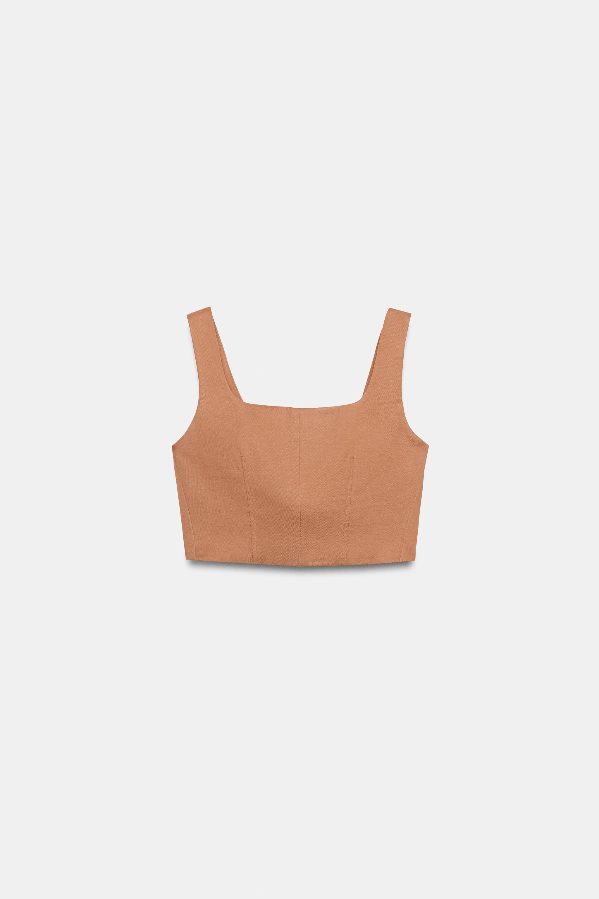 Женские жилеты Zara GOLD BUTTON CROPPED VEST — фото 7