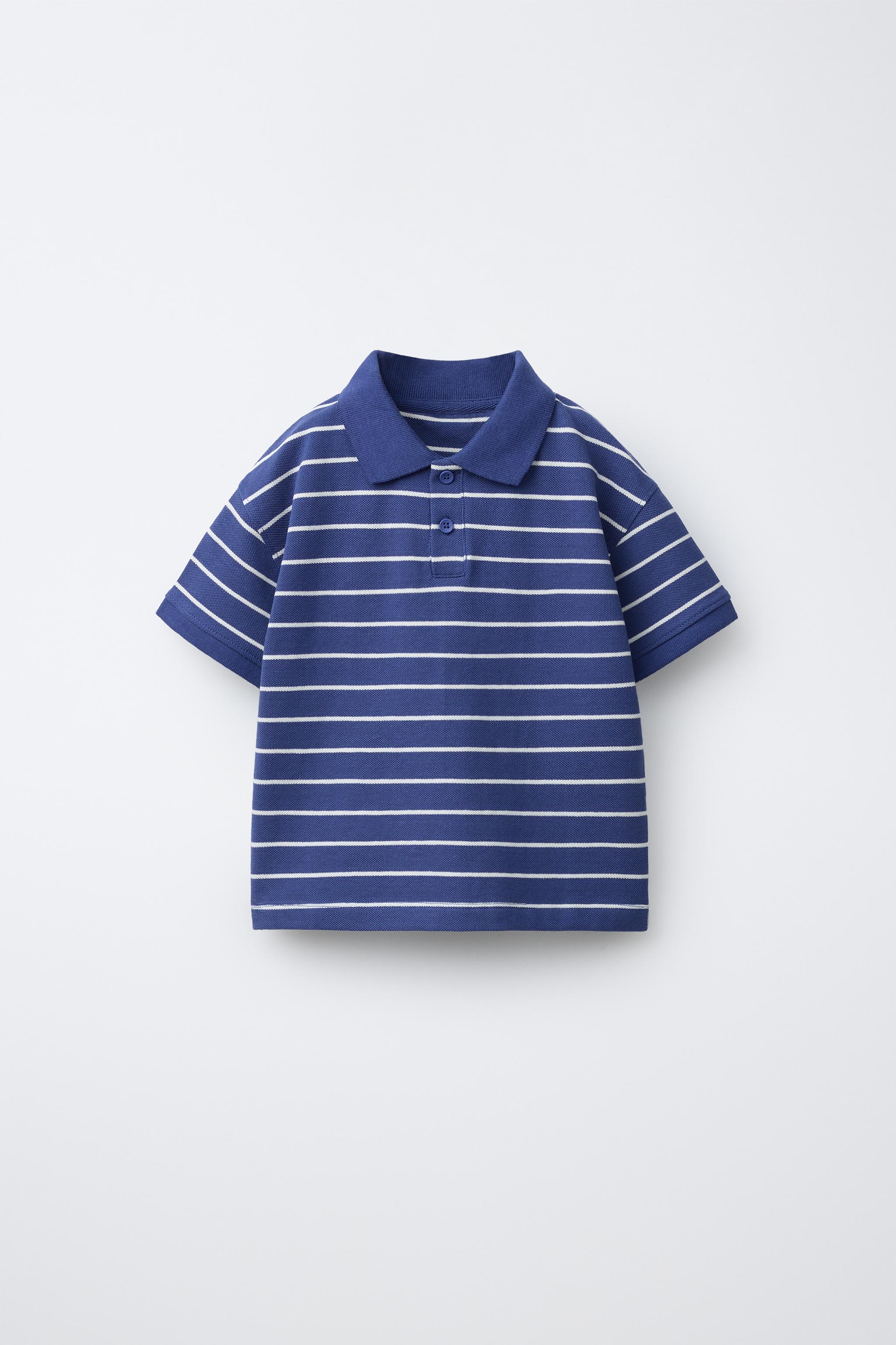ストライプ柄ポロシャツ - 青色/白色 | ZARA Japan / 日本