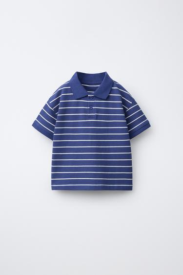 Zara POLO MAJICA S PRUGAMA – plava / bijela