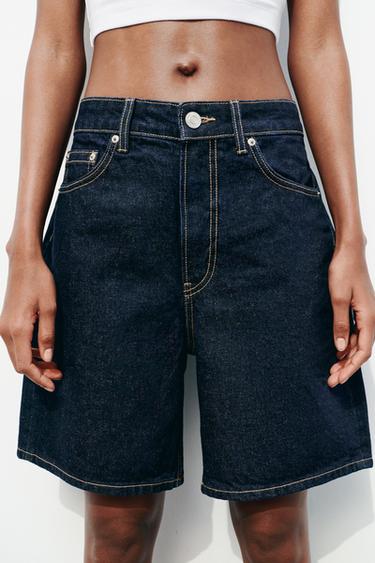 BERMUDA DENIM TRF TIRO MEDIO - Índigo oscuro de Zara