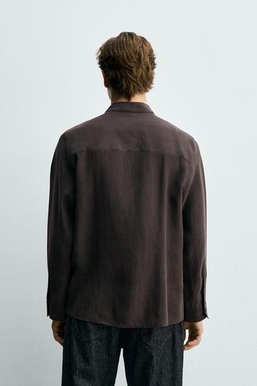 FLOWING BAND COLLAR SHIRT - Brown by Zara - Image 2
