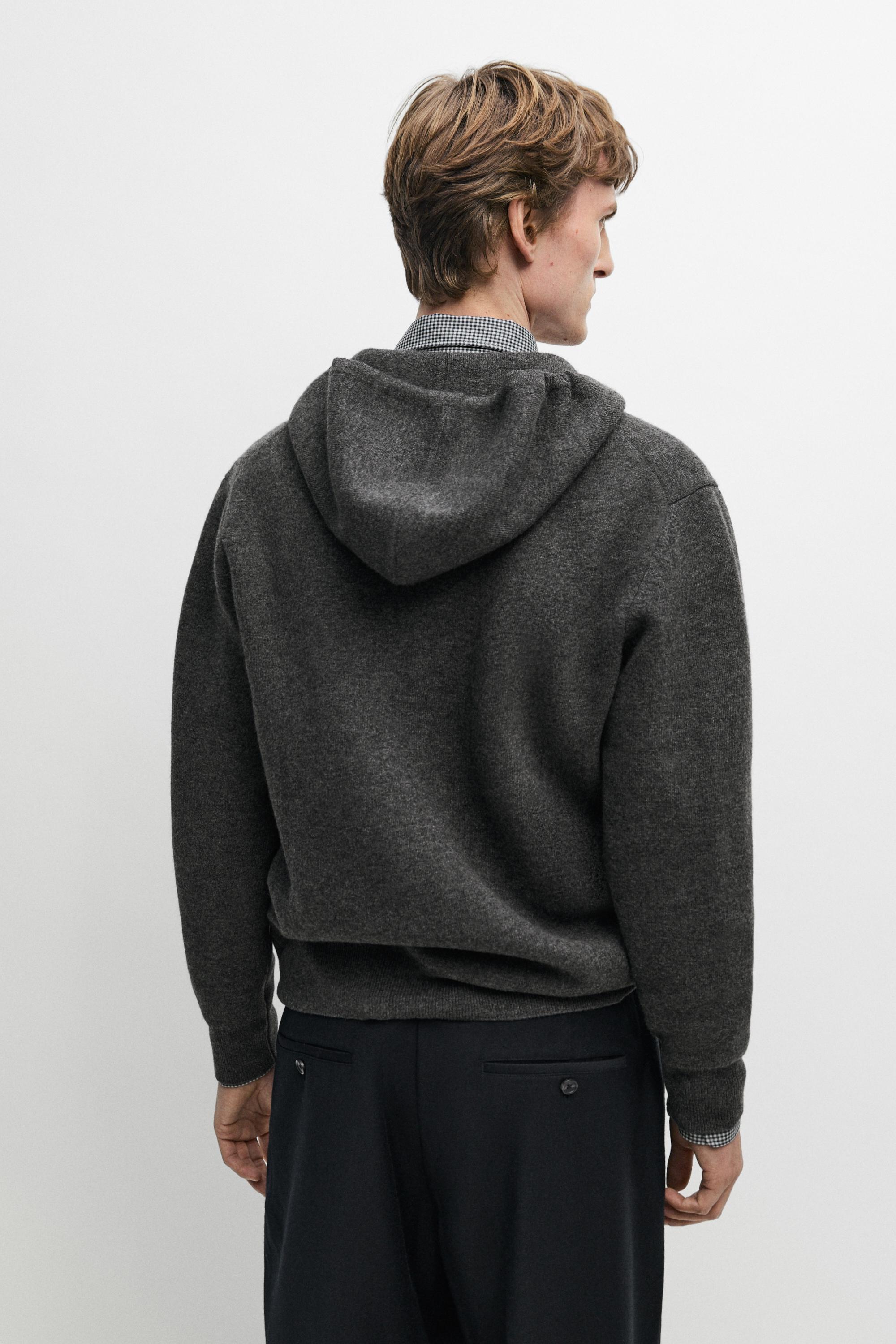 Cardigan en maille à capuche avec cachemire