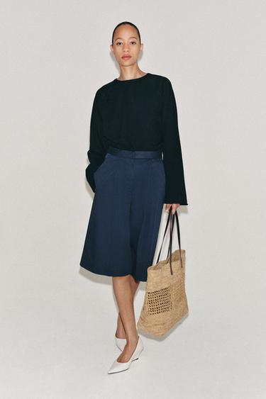 MALA TOTE BAG RÁFIA - Bege-claro da Zara