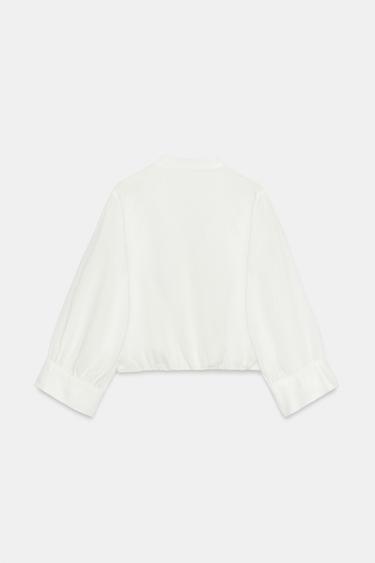 LINEN BLEND BALLOON SHIRT WITH FROG FASTENING - White by Zara - Image 7