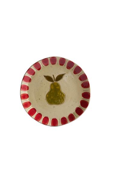 Zara FRUIT EARTHENWARE DESSERT PLATE - Green
