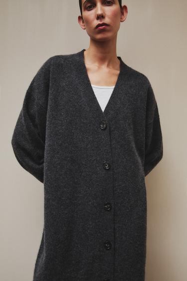 LONG CASHMERE CARDIGAN - Dark grey by Zara - Image 4