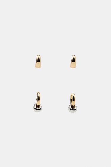 PACK OF ASSORTED HOOP EARRINGS - Gold / Silver by Zara