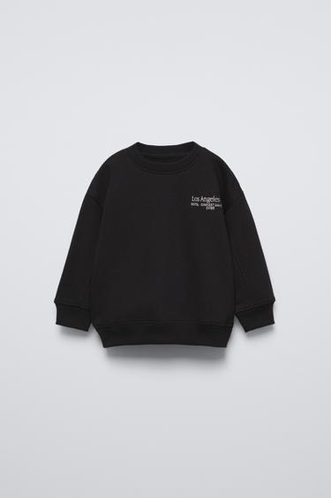 SUDADERA TEXTO BORDADO - Negro de Zara