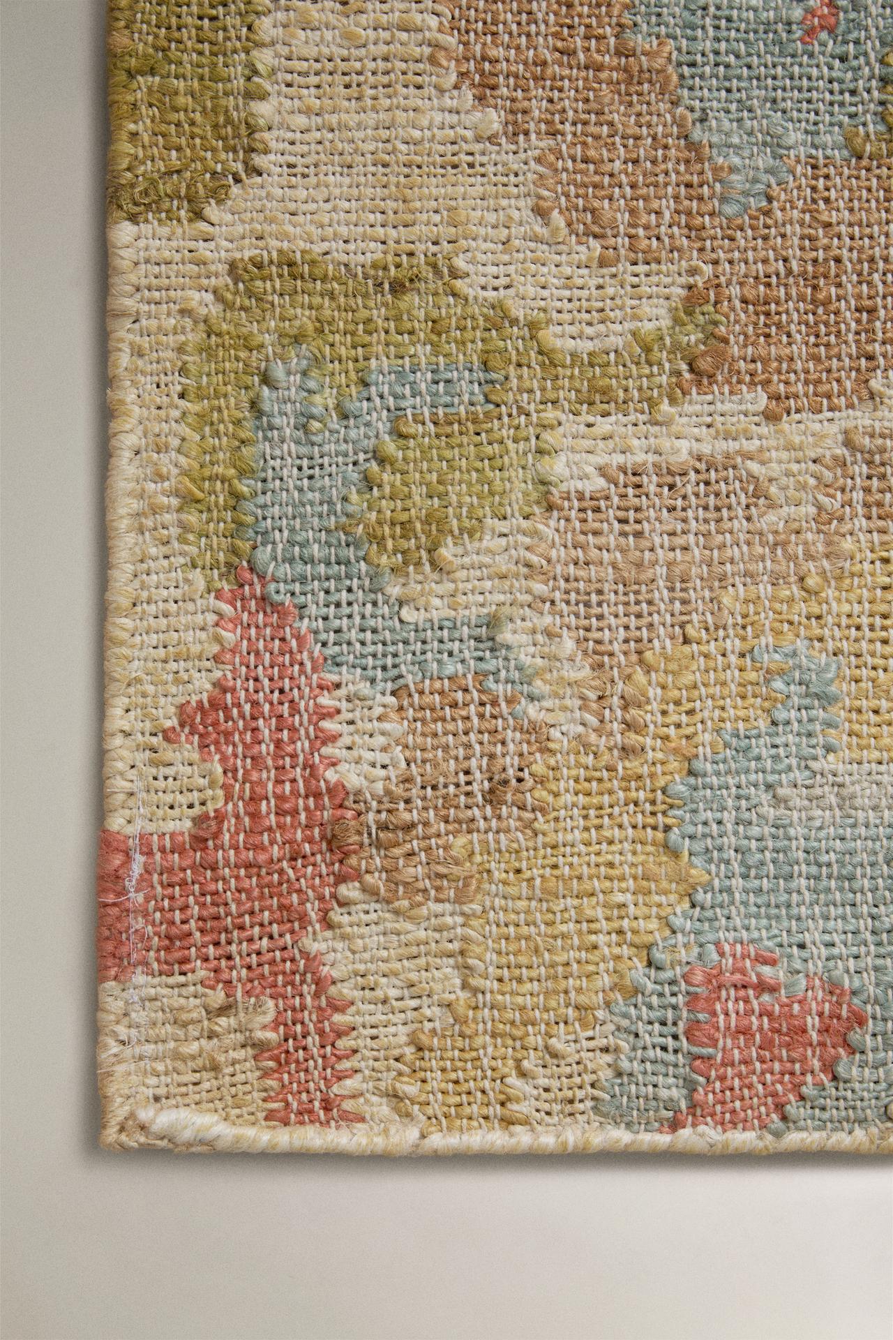 FLORAL JUTE AREA RUG — Light beige