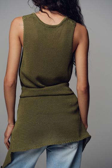 TOP EN MAILLE 100 % COTON - Kaki de Zara - Image 4
