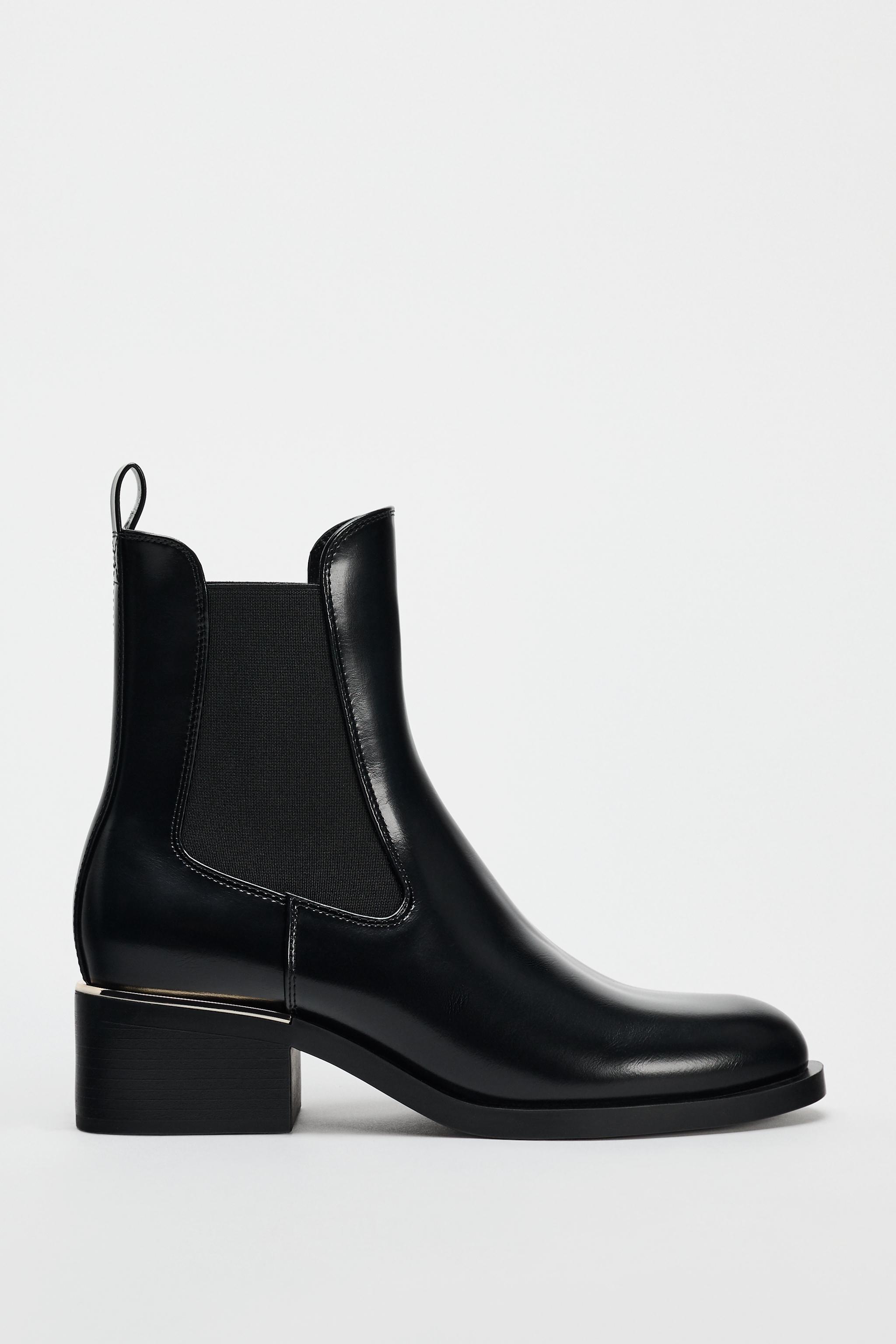 Zara women's zip retailer up black boots